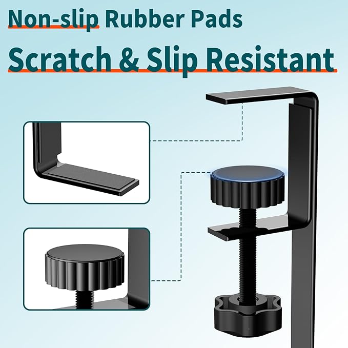 Under Desk Cable Management Tray Black, No Drill Organizer With Clamp for Wire Management, PC Cord Accessories & Workspace Organizers for Office, Home