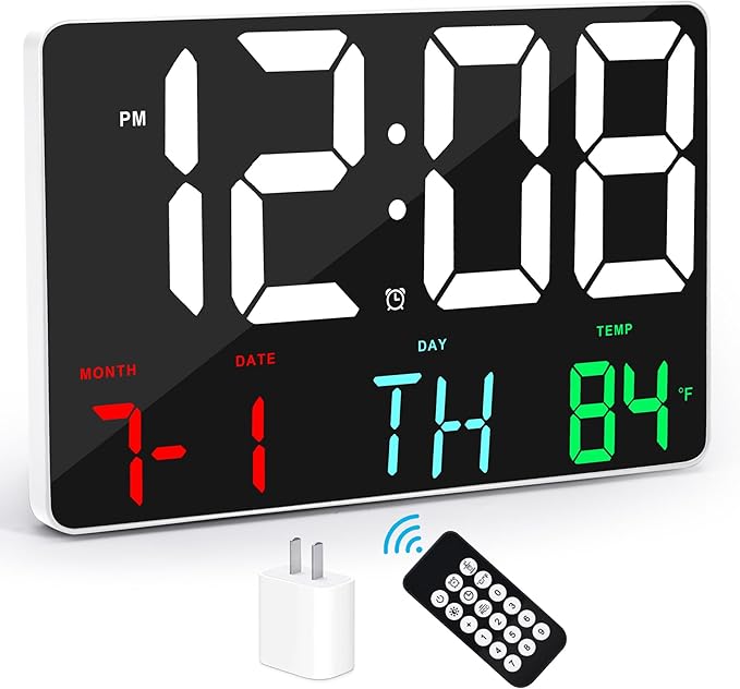 SZELAM Digital Clock Large Display,11.5"Digital Wall Alarm Clock with Remote Control,LED Oversized Electric Clock with Calendar,12/24H,Adjustable Brightness Large Clock for Home Office Kitchen Bedroom