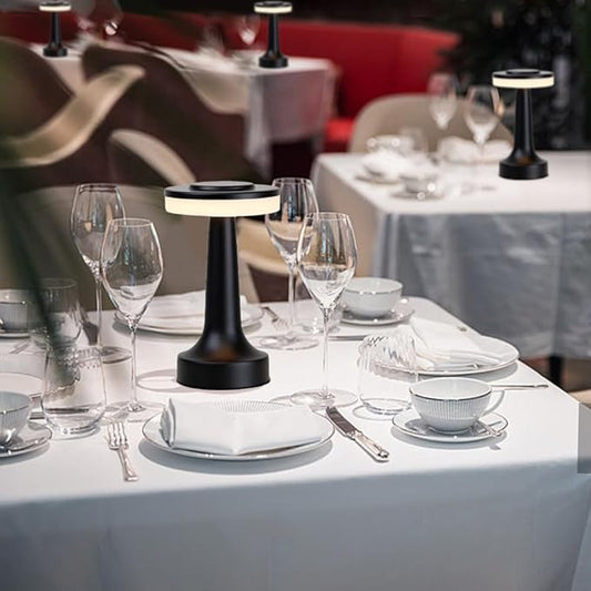 Cordless Metal Desk Lamp, Touch Sensor Control LED Table Lamp,3 Color Stepless Dimmable Battery Powered Lamp for Living Room, Dorm, Home Office (Black)