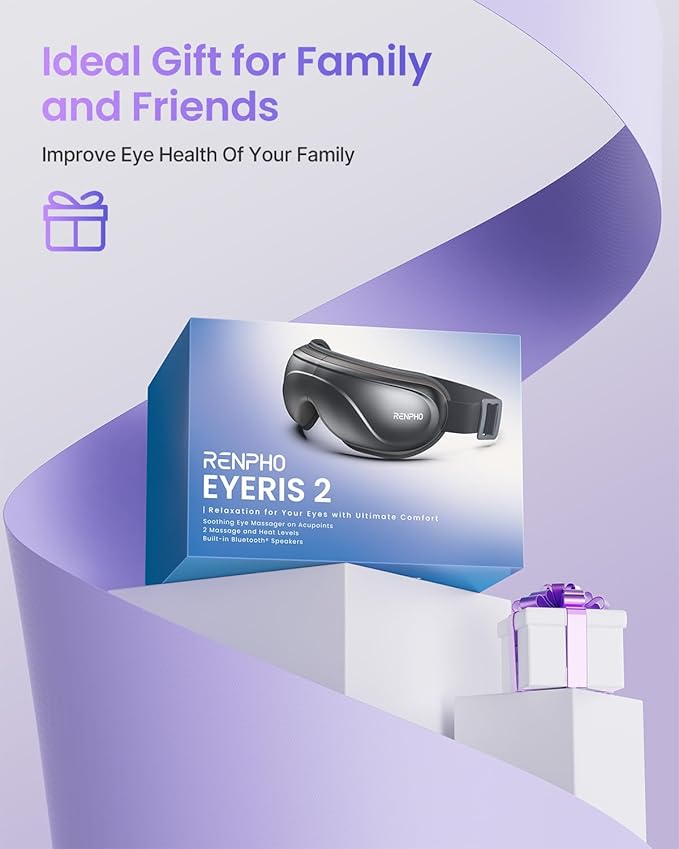 RENPHO Eyeris 2 Eye Massager with Heat, Birthday Gifts for Mom Dad Women Men Face Massager, Heated Eye Mask for Improve Sleep
