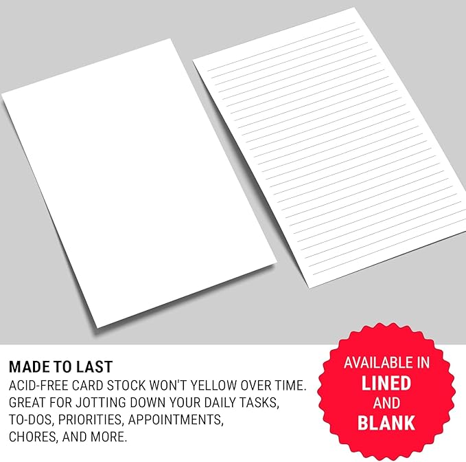 321Done Blank Notepad - 50 Sheets (5.5" x 8.5") - Luxury Memo Pad - Thick Premium Paper - Made in USA - Plain White