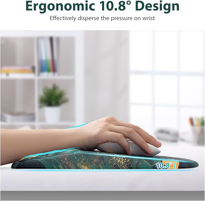 3 in 1 Ergonomic Mousepad and Keyboard Wrist Rest, Mouse Pad with Wrist Support Massage Design, Keyboard Wrist Rest and Mouse Pad Set for Home Office (Green Bee)