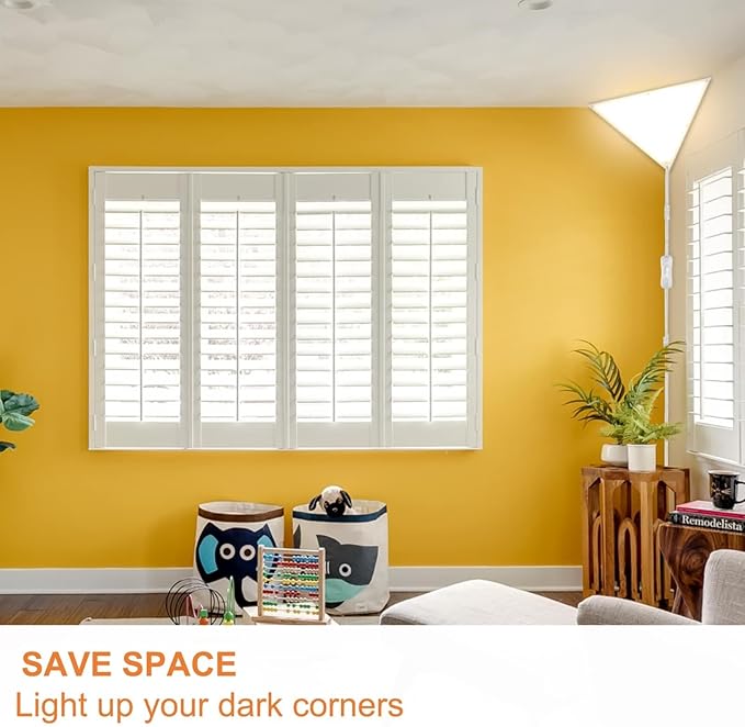 Upgraded Corner Light, 22W 2000LM LED Corner Lights for Living Room, 3000K/4000K/6000K Plug in Ceiling Lights with Switch, Lamp for Bedroom, Triangle Shape