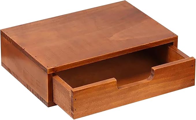 Single Drawer Desktop Storage Organizer in a Modern Wood Design (9.8”x6.9”x 2.8”) Wooden Stackable Drawer Unit - Single Monitor Riser (1-Pack)