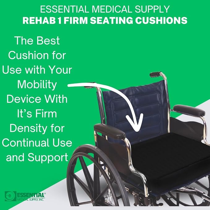 Essential Medical Supply Rehab 1 Foam Cushion - Extra Thick Seat Cushion for Office Chair, Wheelchair, and Car - Provides Additional Support and Pain Relief for Seniors - 18" x 16" x 4"