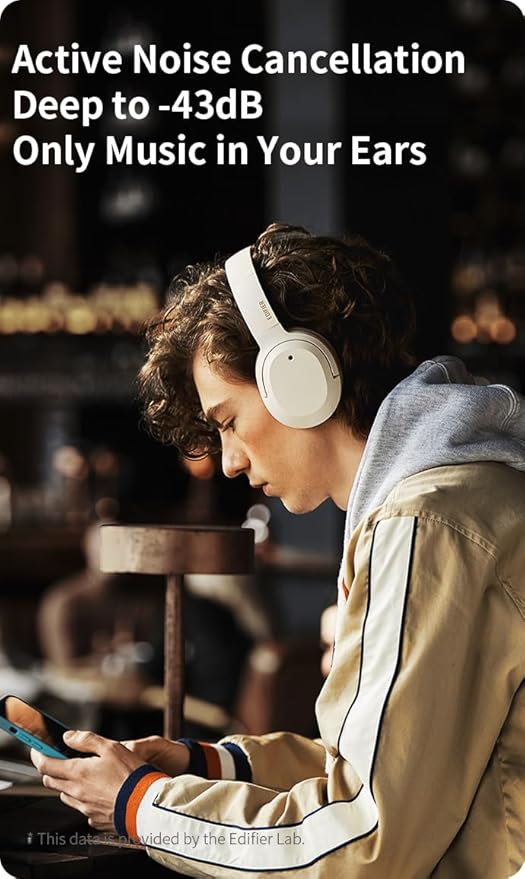 Edifier W820NB Plus Over-Ear Active Noise Cancelling Headphones, Clear Calls with Deep Noise Reduction,Bluetooth Headphones with LDAC for Hi Res Wireless Audio Comfortable Fit,Bluetooth 5.2 Gray