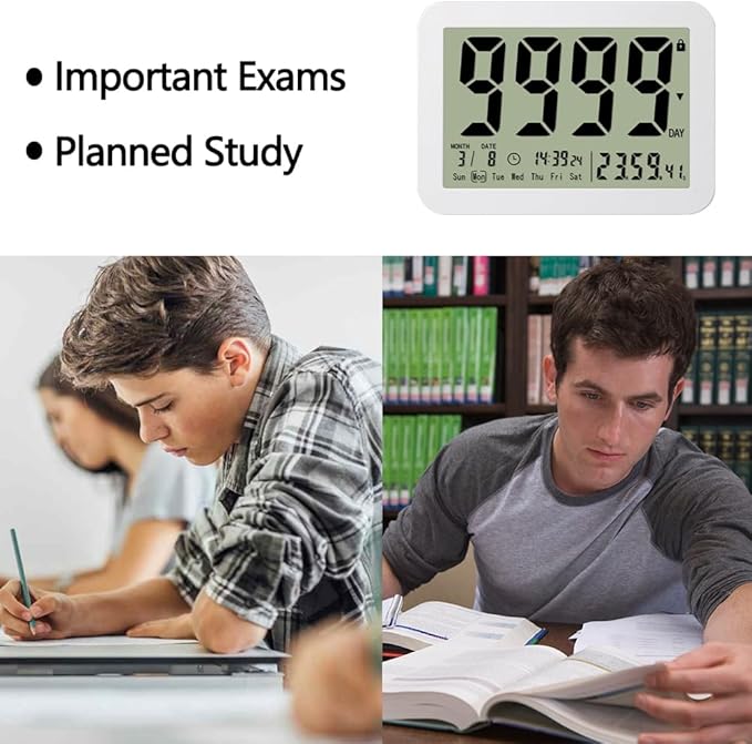 FCXJTU Digital Countdown Days Timer Clock- 9999 Days Count Down Days Timer with Stand Strong Magnetic Back for Retirement Wedding Vacation Christmas New Baby Classroom Lab Kitchen Cooking (9999Day)