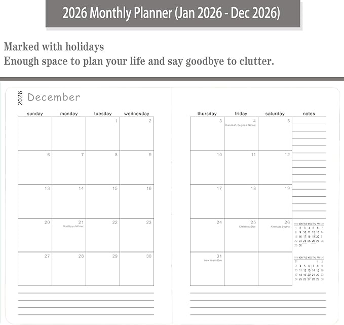 2026 Daily Planner/Calendar, One Page Per Day, Daily Monthly Agenda Planner with Time Slots and Monthly Tabs, Jan - Dec 2026, 5.7" x 8.25" Appointment Book, Pen Holder, Leather Cover (2026-Sky blue)