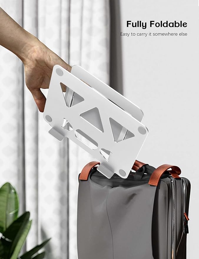 Adjustable Laptop Stand for Desk,Portable Laptop Stand Holder and Riser,Foldable Aluminum Notebook Computer Stands for MacBook Air Pro HP Lenovo Dell Samsung Chromebook, 10-15.6 inch, Silver