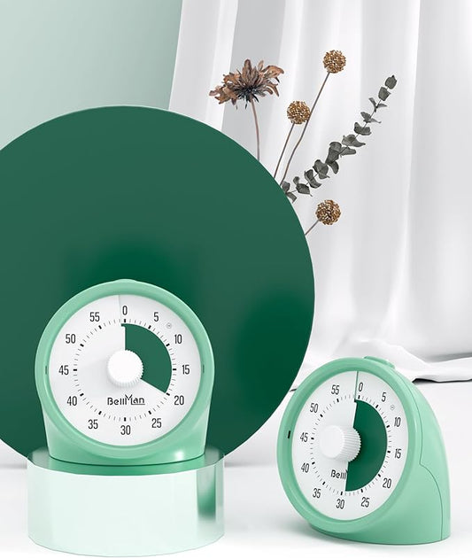 Visual Timer for Kids with Pause Button, 60-Minute Countdown Timer with Silent Operation, Desk Pomodoro Timer Kid Time Management Tools for Classroom, Office and Kitchen, Light Green