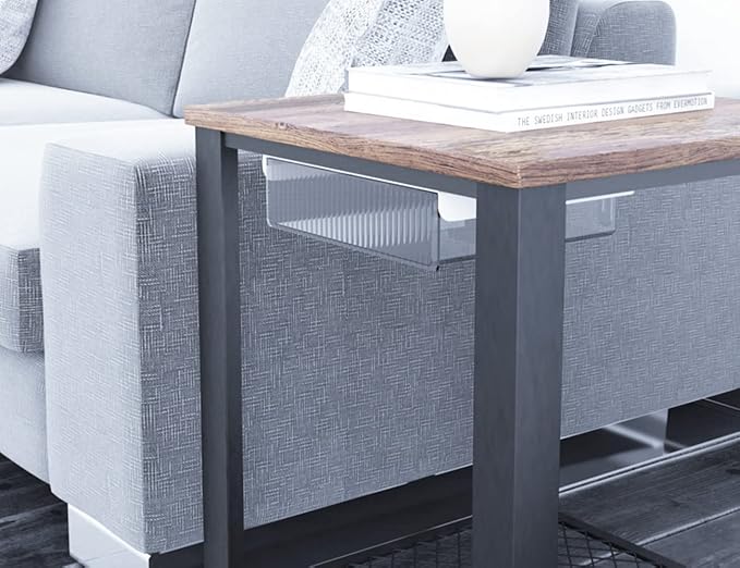 Under Desk Drawers for Organization, Pull Slide out Drawer Underneath Table With Lip, Attachable Under Shelf Pencil Drawer, Clear Light Black