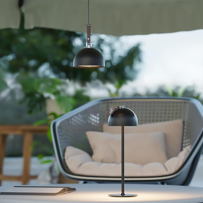 Outdoor Table Lamp,8-75 Hours Battery Powered Lights,Black Rechargeable Desk Lamp,Waterproof,Magnetic,Stepless Dimming,Adjustable Height,for Camping,Living Room,Dinner,Shower,Night Light