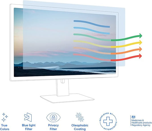 Ocushield 23.6” Premium Anti Blue Light Screen Protector with Privacy Filter for Laptops and Computer Monitors - Anti-Glare - Easy Install - Anti-Fatigue (522 x 294 mm)