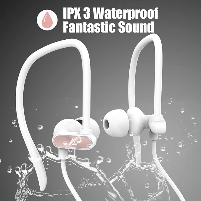 Lightning Earbuds with Ear-Hook Sports Earphones for iPhone 14/13/12/11 Pro Max/X/XS Max/XR - MFi Certified with Mic - Rose Gold