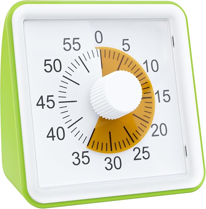 NGTeco 60 Minute Visual Countdown Timer, Classroom Visual Time for Kids and Adults - Kitchen Timer Clock, Silent Time Management Tool