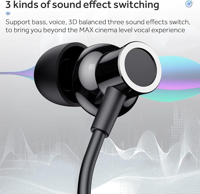 Wireless Waterproof Sports Earphones with 100 Hours of Playback time, Bluetooth Earphones with Microphone, in Ear Noise Reduction, Used for Gym Running and Exercise (Y10)