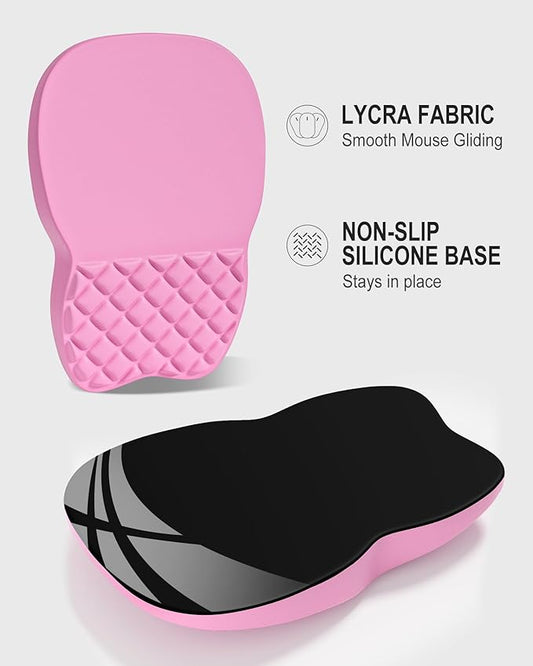 Auhoahsil Ergonomic Mouse Pad with Wrist Rest, Comfortable Slope Computer Mouse Mat with Wrist Support, Memory Foam Filling, Non-Slip Silicone Base, Pain Relief, for Gaming & Work, 8 x 12 in, Hot Pink
