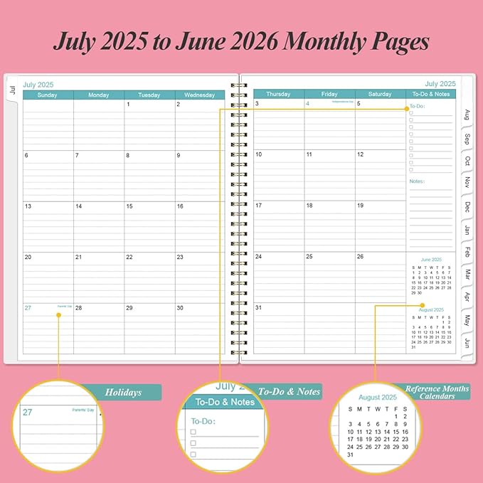 2025-2026 Appointment Book & Planner - 8.5" x 11" Daily Hourly Planner 2025 from July 2025 - June 2026, Weekly Appointment Book with 30-Minute Interval, Pink