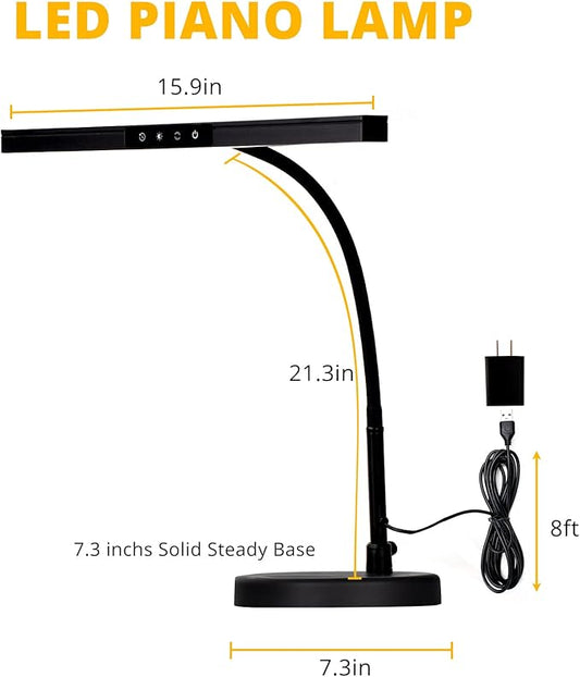 Piano Light for Grand/Upright & Digital Pianos, Piano Lamp with 3 Color Modes for Stand Pianos, Adjustable Height and Direction, Auto-Off Timer, Music Stand Light, Desk Lamp, Table Light
