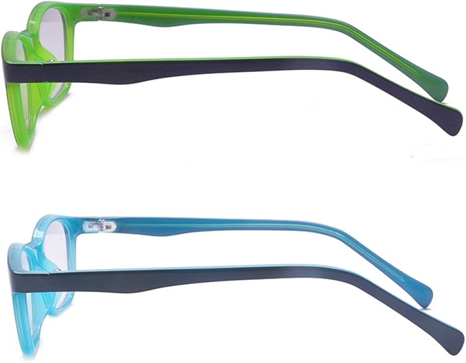 Outray 2 Pack Kids Anti Blue Light Glasses Classic Rectangle Eyewear Anti Harmful Blue Light/UV400 | Anti Glare (Blue+Green, 47)