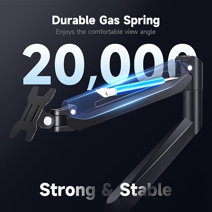 Suptek Single Monitor Arm 13 to 34 Inch,Adjustable Gas Spring Monitor Desk Mount Stand Holds up to 4.4-26.4lbs,VESA Mounting Holes 75/100mm,Black(MDXB)