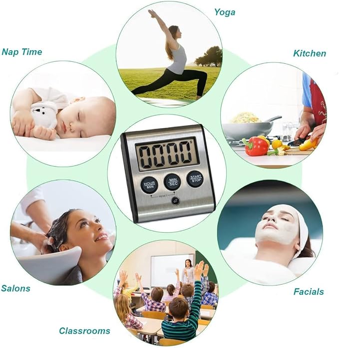 Elegant Digital Kitchen Timer - Stainless Steel Model eT-23, Super Strong Magnetic Back, Loud Alarm, Large Display, Auto Memory, Auto Shut-Off by eTradewinds