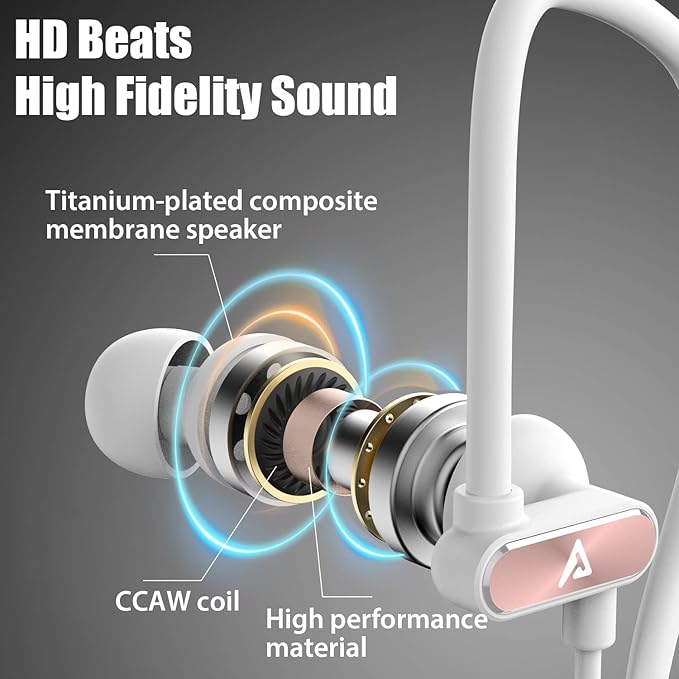 Lightning Earbuds with Ear-Hook Sports Earphones for iPhone 14/13/12/11 Pro Max/X/XS Max/XR - MFi Certified with Mic - Rose Gold