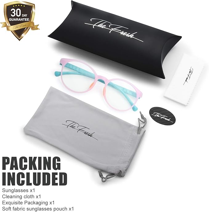 Kids Blue Light Blocking Glasses Silicone Flexible TR-90 Frame, Computer Gaming TV Phone Glasses for Boys Girls Age 3-14 (3-12 yr-Old, B0303 Pink, Blue)