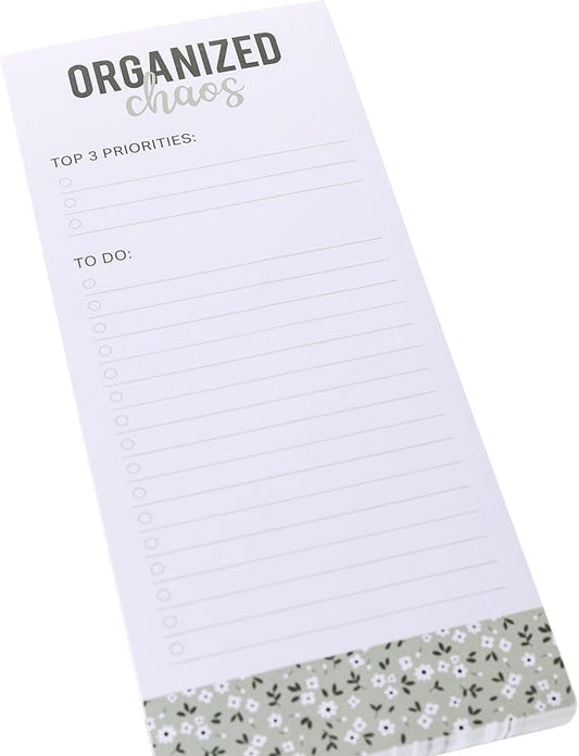 Graphique Organized Chaos Magnetic Notepad | 100 Tear-Away Sheets | Grocery, Shopping, To-Do List | Magnetic Writing Pad for Fridge, Kitchen, Office | Lined Paper | Great Gift | 4” x 9.25”