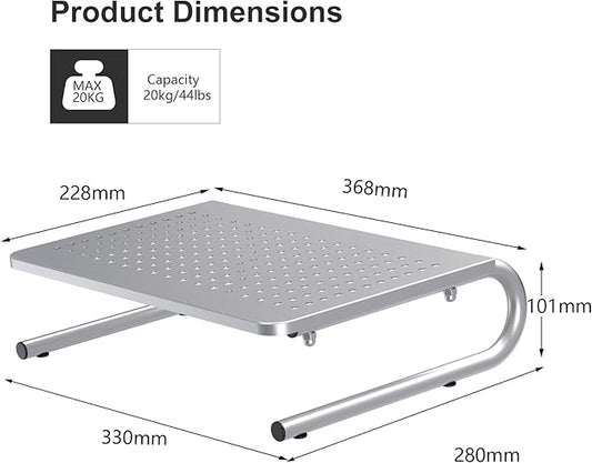 suptek Monitor Stand Riser, Laptop Holder Printer Riser Desk Accessories, Vented Metal Platform and 4 inches Height Underneath Storage for Office Supplies (MST004S-2), 2 Pack, Silver