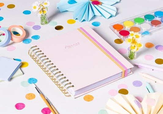 2025-2026 Eccolo Spiral Agenda Planner, Pink Dual Elastics, Weekly & Monthly Pages, 18 Months, Sticker Sheets, Inspirational Quotes (7.75 x 8.75, July 2025 - Dec 2026)
