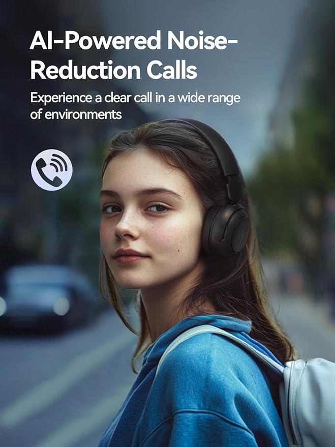 1MORE HQ20 Wireless On-Ear Headphones with Microphone, 85dB Safe Volume, 65H Playtime, Lightweight Foldable Bluetooth Headphones for School/Travel, Android and iOS Compatible, Black