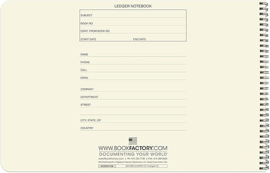 BookFactory Accounting Ledger Notebook/Large 12 Column Accounting Ledger Columnar (Twelve Columns) Log Book - 17'' x 11'', 100 Pages, Wire-O Landscape Format (LED-100-CLCW-PP(17x11-Ledger-12)-AX)