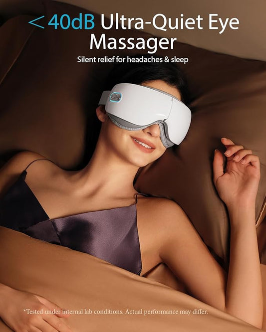 SKG Heated Eye Massager, Portable Eye Mask for Relax & Eye Strain Relief, Bluetooth Massaging Eye Massager Ideal for Mom, Dad, Women, Men