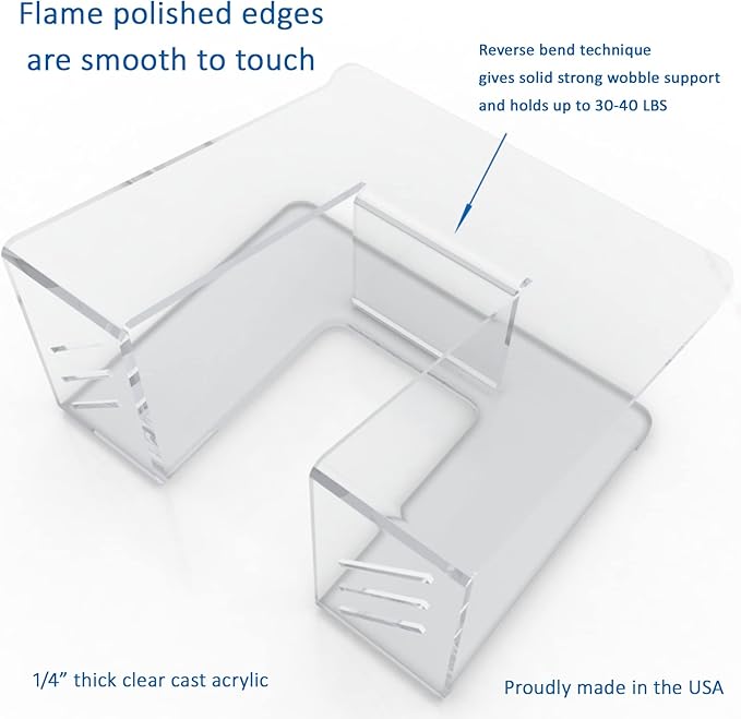 6MM Acrylic Laptop Stand with Ergonomic Design, Compatible with 10-17 Inch Laptops, Made in USA