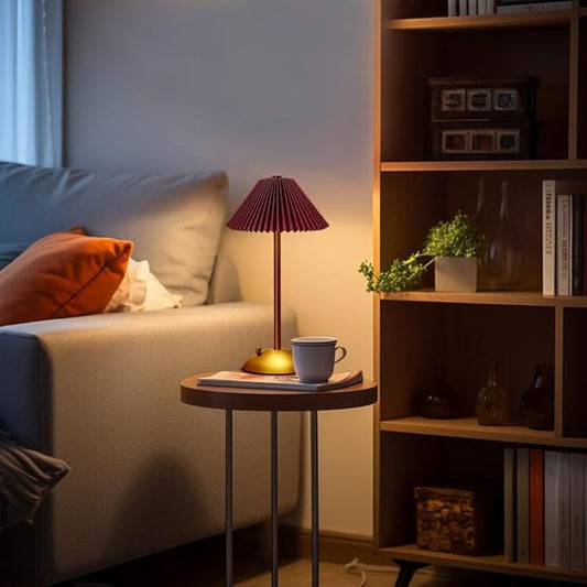 Portable LED Table Lamp with Touch Sensor, 3 Color Touch Control Rechargeable Lamp,3-Levels Brightness Metal Desk Lamp, Night Light (Red)