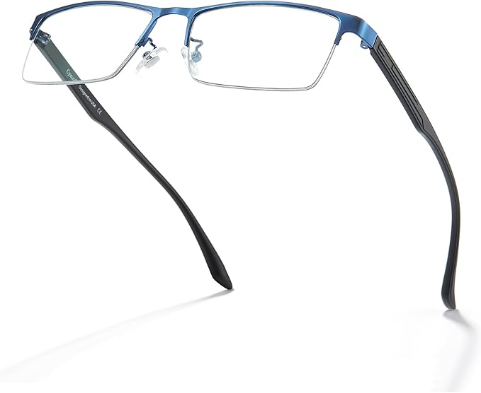 Cyxus Blue Light Glasses Men Computer Glasses Semi Rim Eyewear Ultralight UV Blocking Glasses for Relieve Digital Eye Strain, Dry Eyes, Headaches, and Blurry Vision