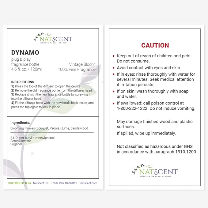 Vintage Bloom 4oz Essential Oil for Dynamo Diffusers - Nature-derived Floral Scent, IFRA Certified, Aromatherapy