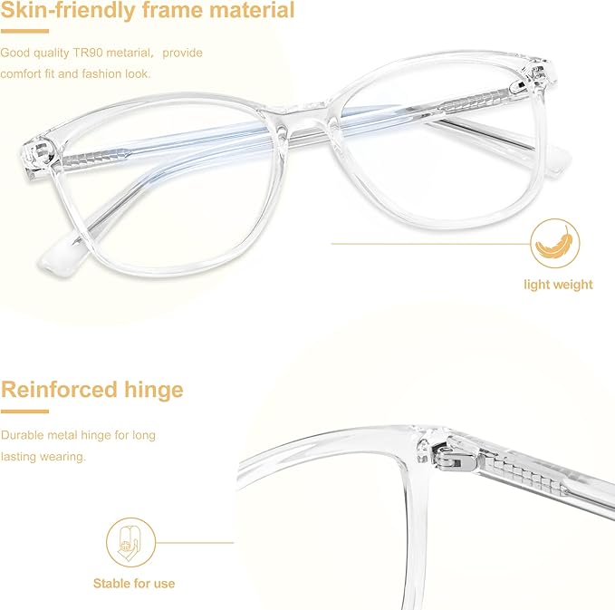 Madison Avenue Blue Light Blocking Glasses Anti Eyestrain UV Glare Blue Light Glasses for Women TV Phone Computer Gaming Eyeglasses (Clear)