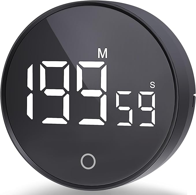 Digital Kitchen Timers, Visual timers Magnetic Countdown Countup Smart Timer Large LED 200 Minutes Display Volume Adjustable for Cooking Fitness Studying, Easy for Kids and Seniors