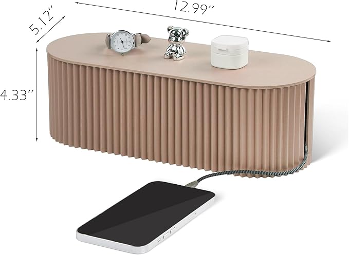 Cable Management Box Large Cable Organizer Box for Power Strips, Surge Protectors, Chargers, Adapters, TV Computer Wires Cable Hider Organizer Box with Cable Ties,Clip Holders - Khaki
