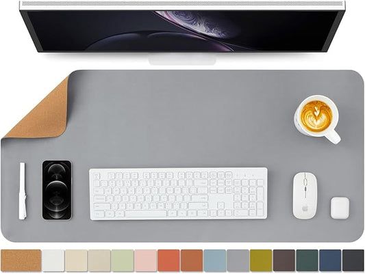 Cork Desk Mat - Dual-Sided Desk Pad for Office and Home - Desk Organization and Accessories - Ideal for Large Mouse Pad and Desk Mats on Top of Desks(Gray,36"x 17")