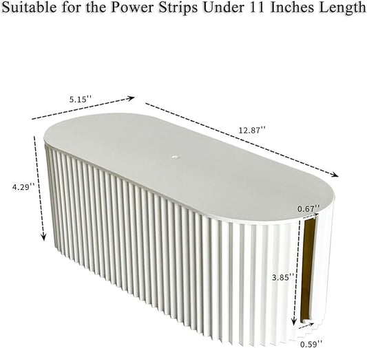 White Cable Box Organizer, Plastic Cord Hider Box with Lid for Desk and Floor, Power Strips Cover for Home, Office, Computer, TV, School, Kitchen, Surge Protector Cover (Small)