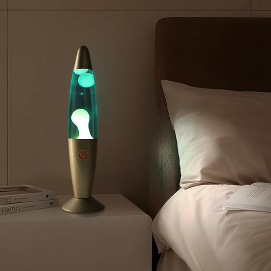 Blue Liquid Motion Lamp with Sliver Base White Wax in Blue Water Glitter Magma Lamps for Adults and Kids Night Light Includes 25 Watt Bulb for Christmas Thanksgiving Day Decoration