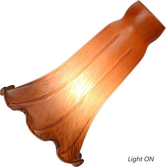 Bieye LS27 Lily Flower Blown Glass Lampshade (Orange Brown, Opening I.D. 1.26" x O.D. 1.5")