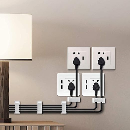 SOULWIT® 50 x Self-Adhesive Cable Management Clips for USB Cable TV, Charger, Audio, Wire Clamp for Table, Car, Office, Home