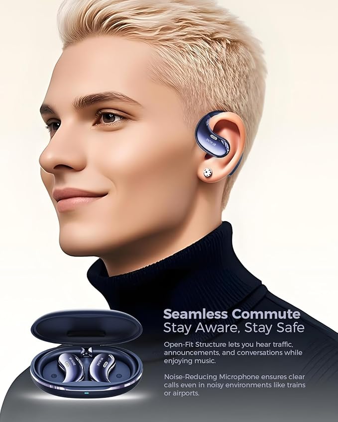 Open Ear Bluetooth Headphones - Wireless Earbuds for Running, Hiking & Outdoors