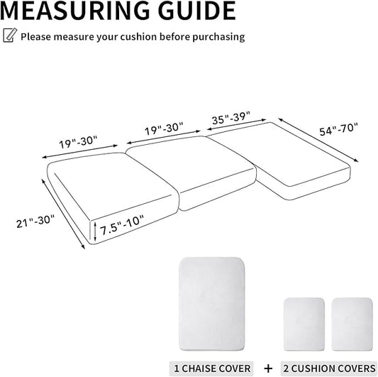 Easy-Going Stretch 3 Pieces Couch Cushion Covers for Sectional Sofa Left/Right L Shape Chaise Lounge Sofa Seat slipcover Anti-Slip Sofa Cover Soft (2 Seater + 1 Chaise, Snow White)