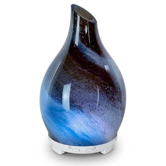 Essential Oil Diffuser Aromatherapy Diffuser- 120ml Art Glass Ultrasonic Cool Mist Scent Aroma Oil Diffuser with Auto Shut-Off Protection & 7 Colors Night Light for Home Office Decor&Gift (Starry Sky)