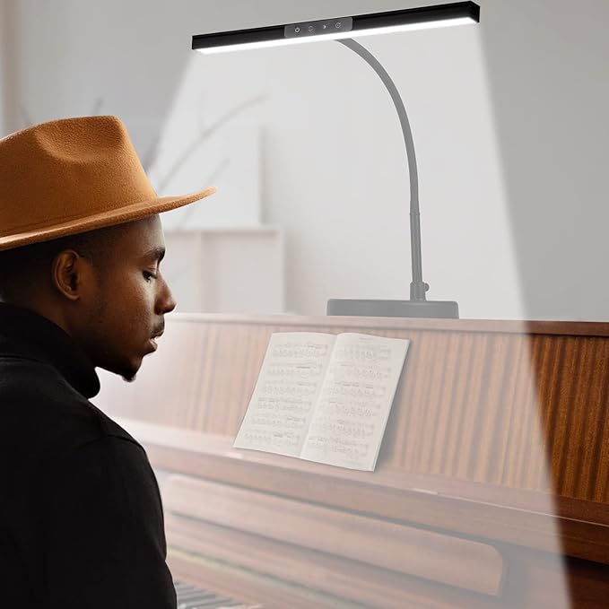 Piano Light for Grand/Upright & Digital Pianos, Piano Lamp with 3 Color Modes for Stand Pianos, Adjustable Height and Direction, Auto-Off Timer, Music Stand Light, Desk Lamp, Table Light